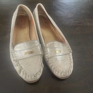 - Kate Spade Corrie Leather Loafers Gold Comfort Size 7.5